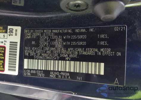 2021 Toyota Sienna Xse z USA, uszkodzony, nr VIN 5TDXRKEC5MS025417